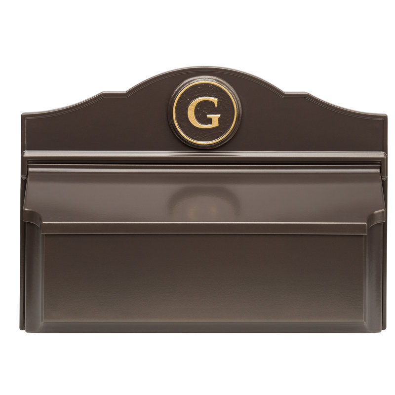 Colonial Wall Mounted Mailbox, Brown/Gold, Yes