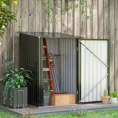 Rangement extérieur 3,3 pi x 3,4 pi en métal, porte verrouillable, gris foncé, pour la cour arrière, garage, patio, pelouse, meubles de patio avec bac de rangement gris, 3,4 pi, métal galvanisé, accessoires de garage Keep
