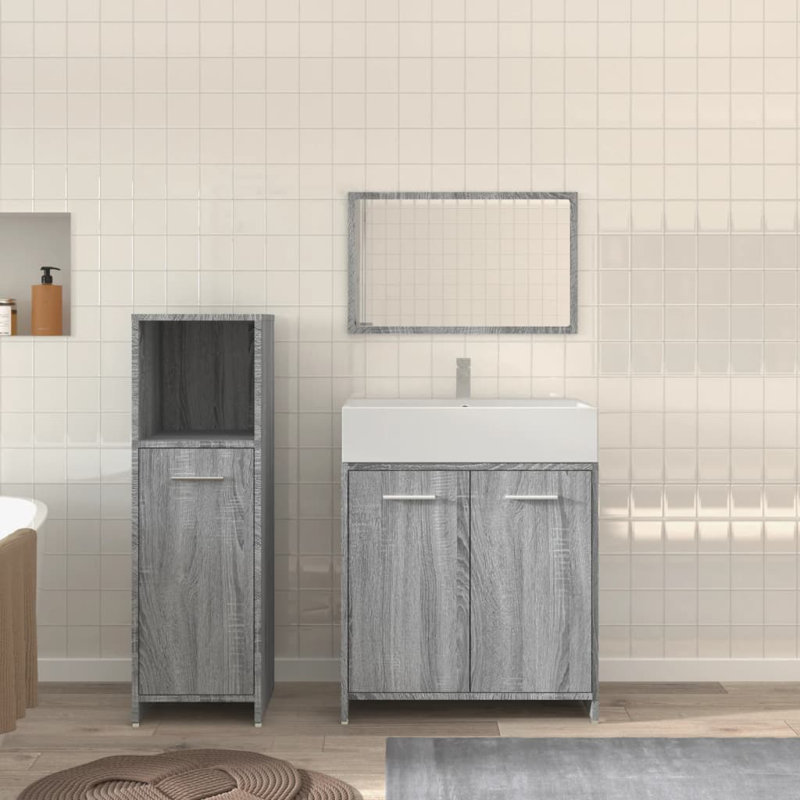 Seidenberg Bathroom Storage Furniture Set, Grey Sonoma