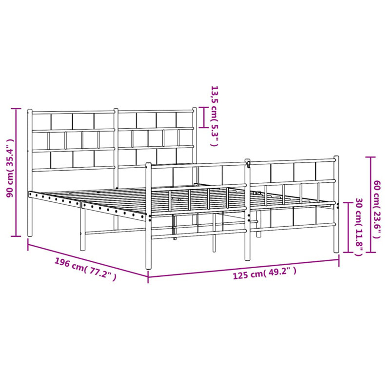 Metal Bed, Small Double (4')