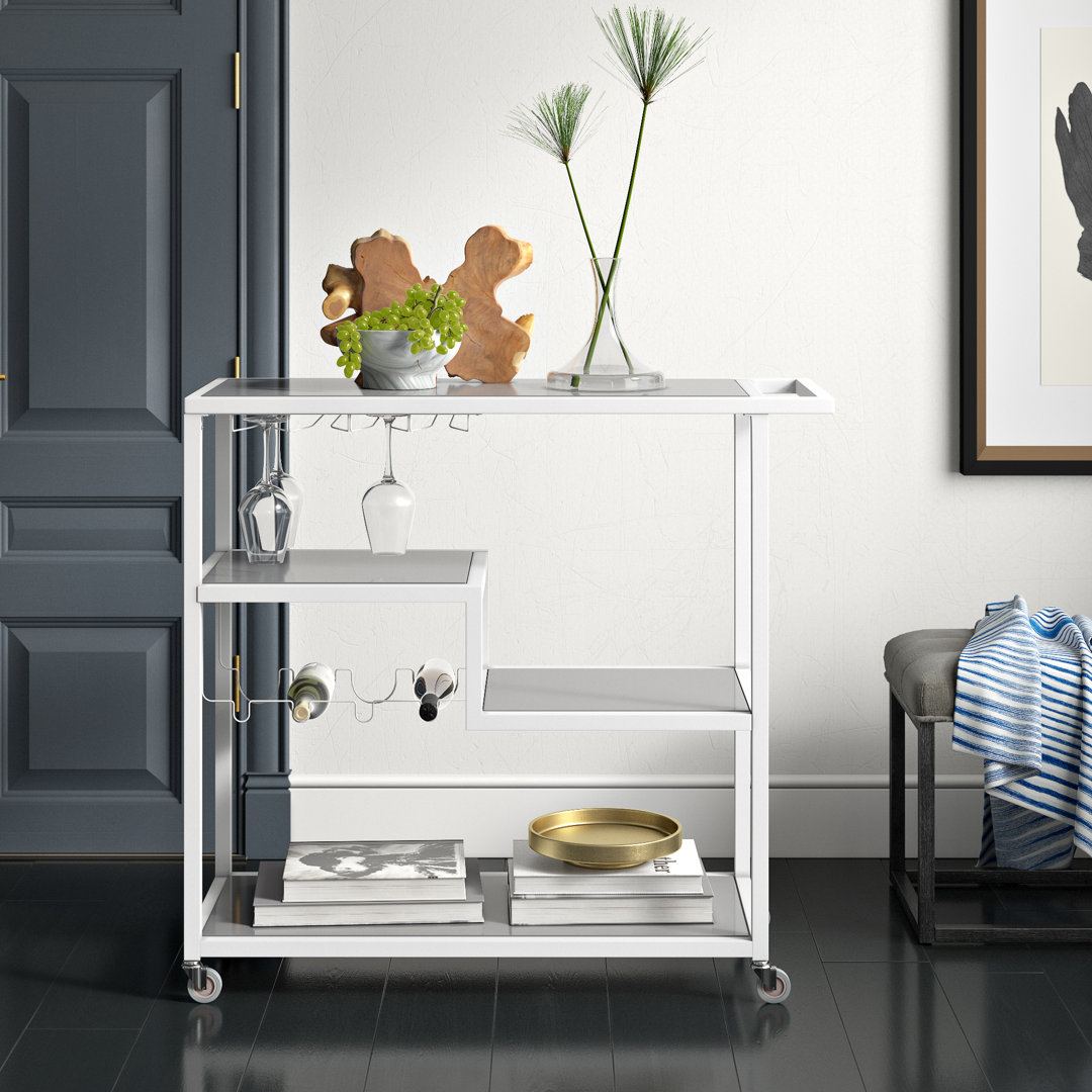 Ahlai Bar Cart Latitude Run® Frame Color: White