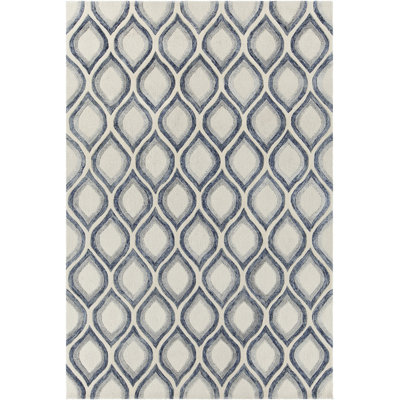 Clara Wool Geometric Area Rug in White