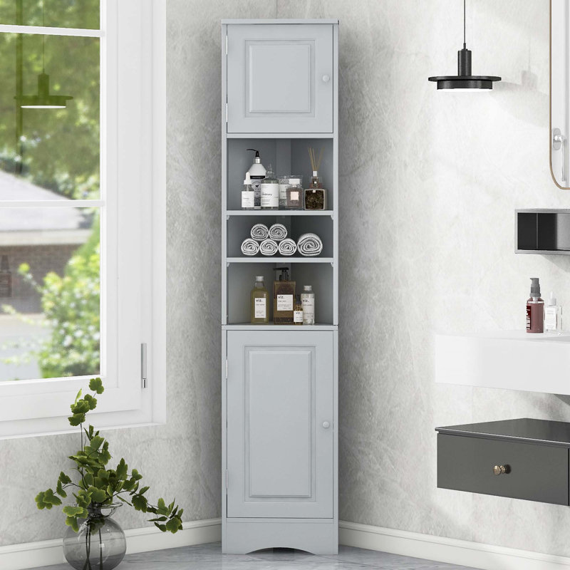 Armoire de rangement haute multifonctionnelle, Gris