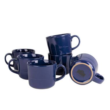 Japan 4 LIBBEY Glass Premier Navy blue IRISH PEDESTAL MUGS / CUPS