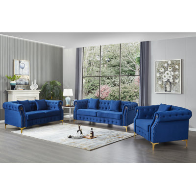 Frotten 3 - Piece Velvet Living Room Set