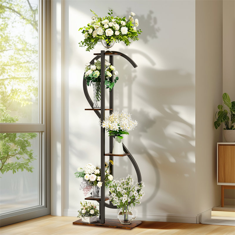 Support à plantes à 5 niveaux en forme de S pour fleurs