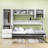 Aspelare Twin Size Wood Murphy Bed with Desk, Wardrobe and Drawers