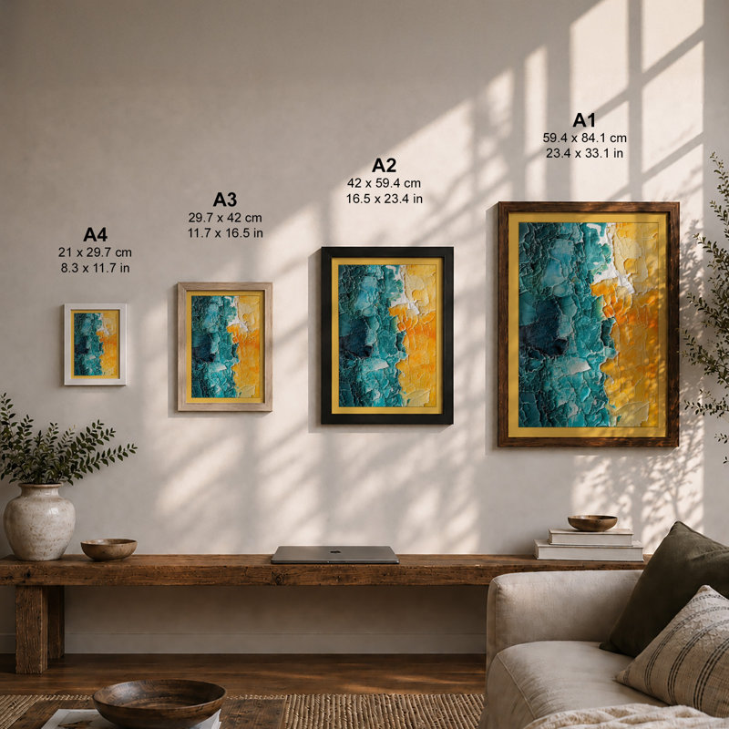 Chromatic Divide Abstract - Framed Print, Oak, A3 - 42.0 x 29.7 cm
