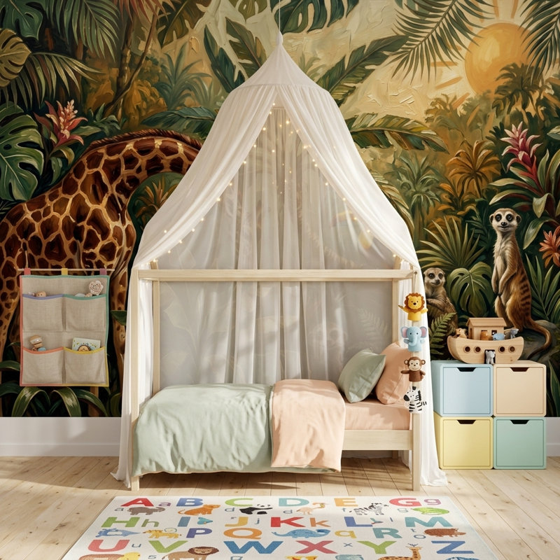 Papier peint girafe tropical, Non-Woven Nonpasted, 200 po x 120 po
