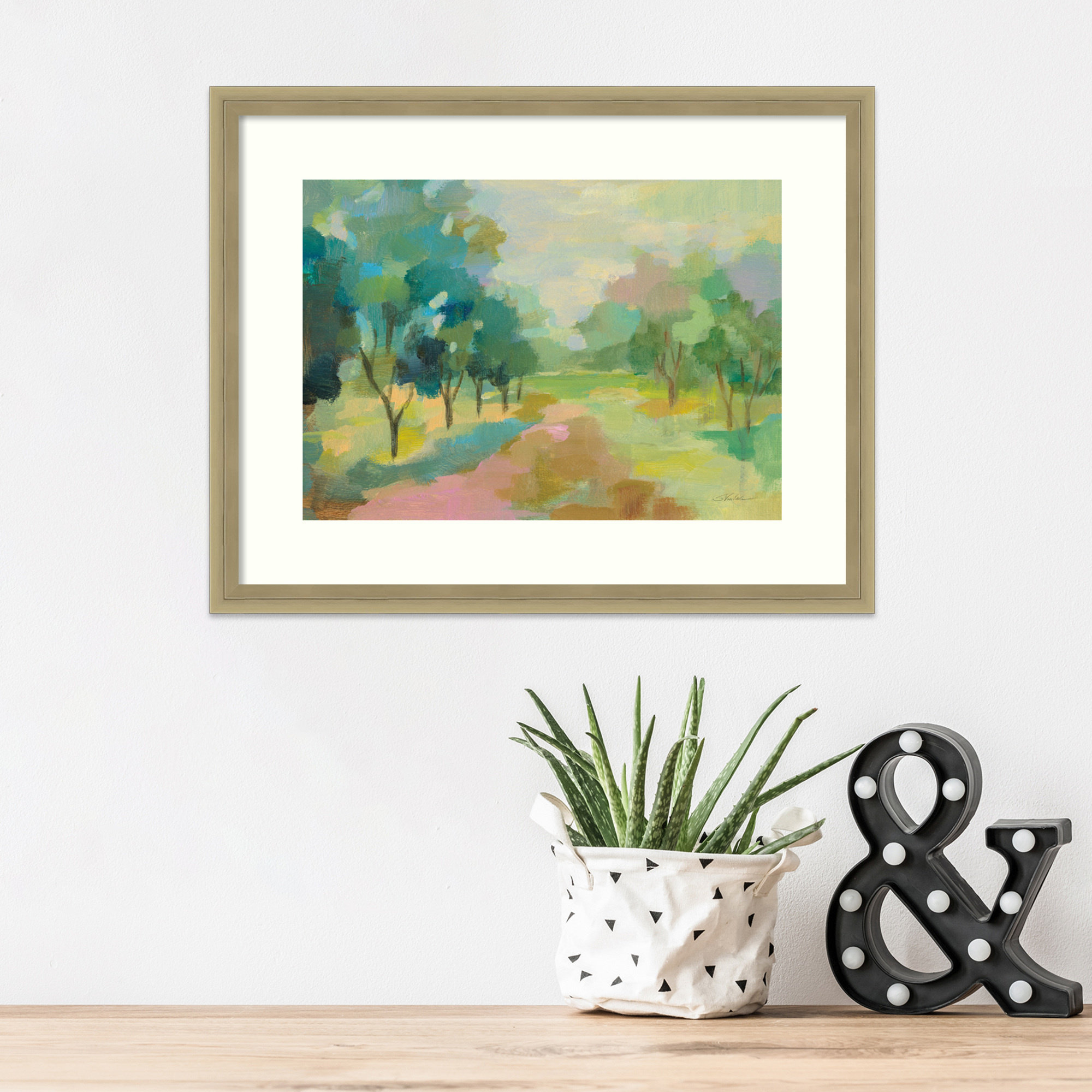 Sunrise Forest by Silvia Vassileva, Champagne Framed Paper, 15" H x 19" W