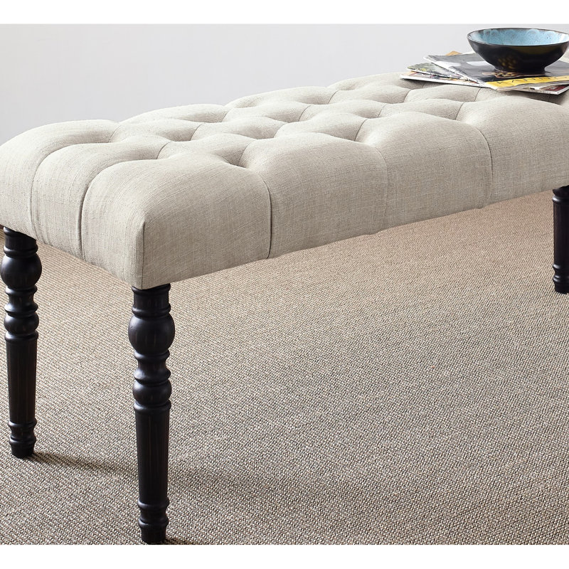 Tan Bench For Dining, Solid Wood Frame And Zigzag Legs, 48"W X 16"D 19.5"H Dining In Tan, Made Of With Turned 48W 16D 19.5H