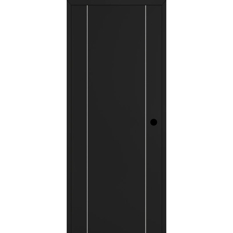 Intérieur en bois manufacturé optimisé à la main Optima 2U comme une porte pré-montée, 83,23 po x 23,875 po, Gris mat, Gauche
