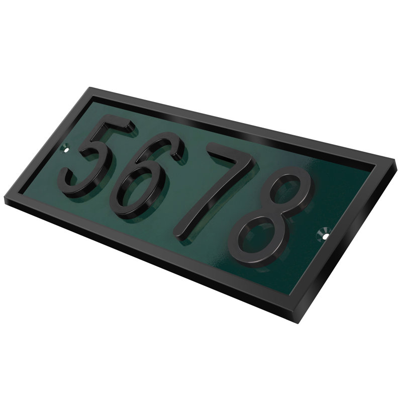 Plaque d'adresse horizontale encadrée en aluminium Royal Shade, Noir, Oui, Vert