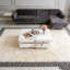 Table basse moderne carrée texturée en marbre avec 4 tiroirs et base suspendue, blanc, 43,3 po