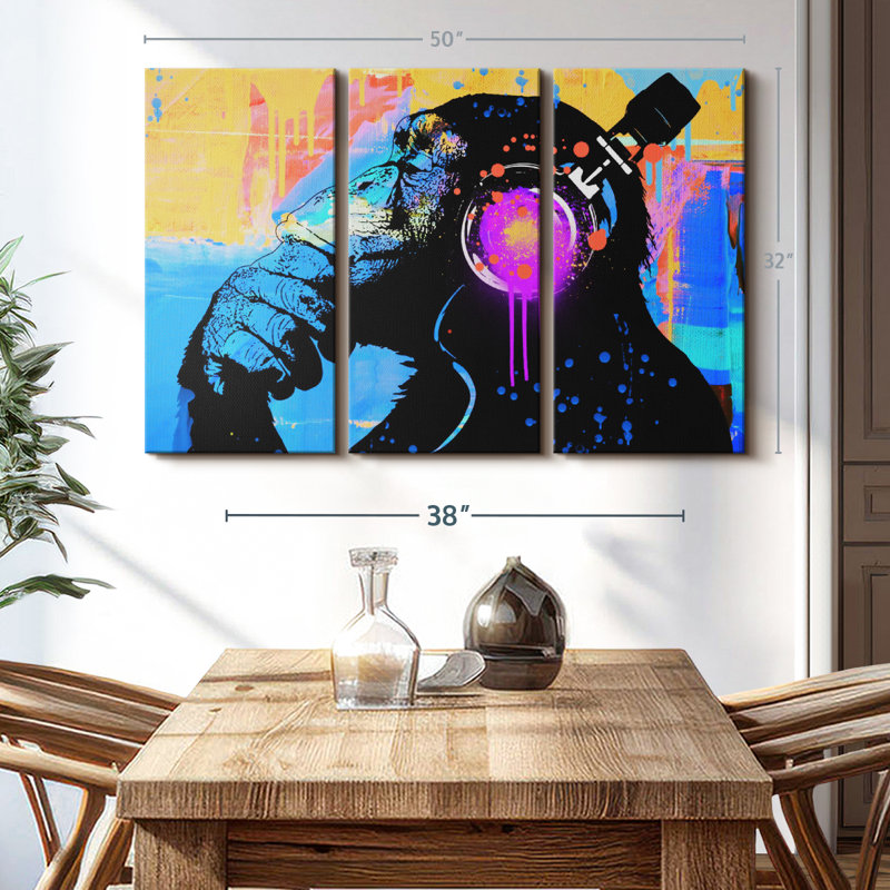 Animal «The Thinker Canvas Print» sur, H 32 po x l 50 po x P 1,25 po