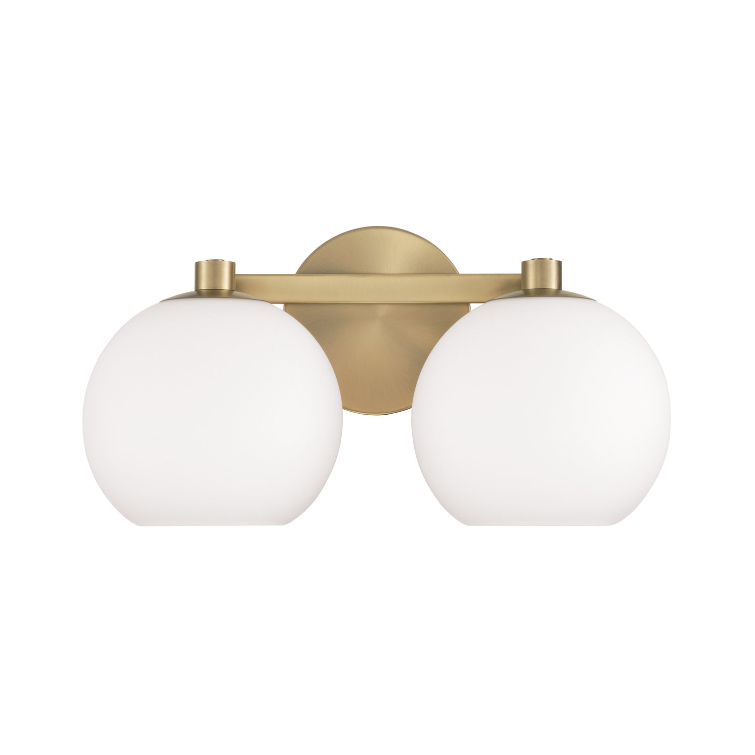 Ansley 2 Light Frosted Dimmable Vanity Light, Aged Brass
