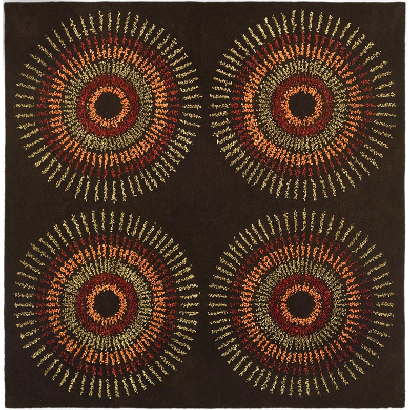 Amier Hand Tufted Wool Geometric Rug, Square 6'