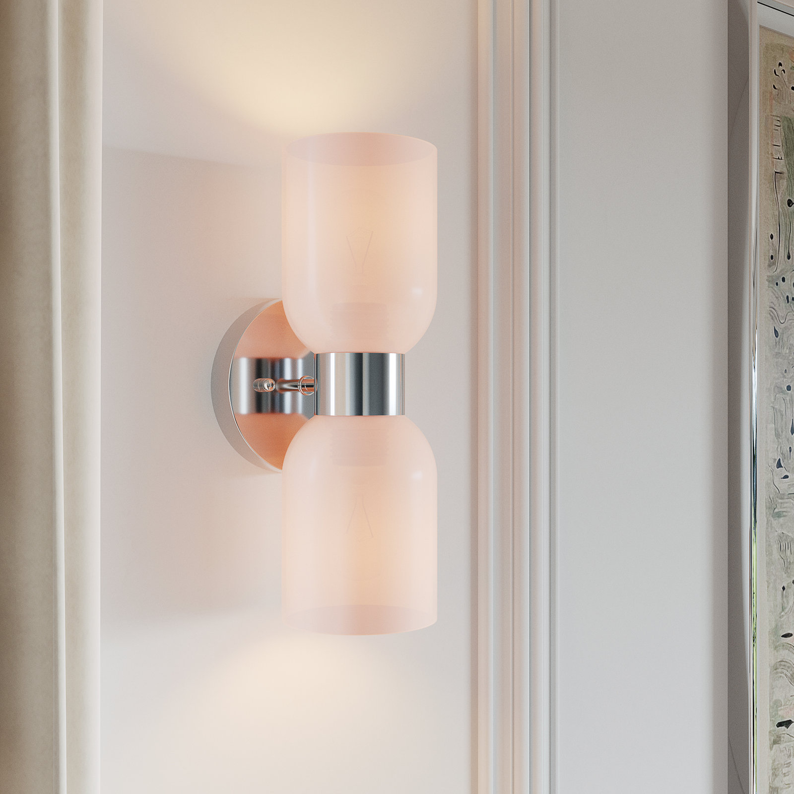 Eugenie 2-Light Steel Dimmable Gold Armed Sconce, Polished Chrome, White