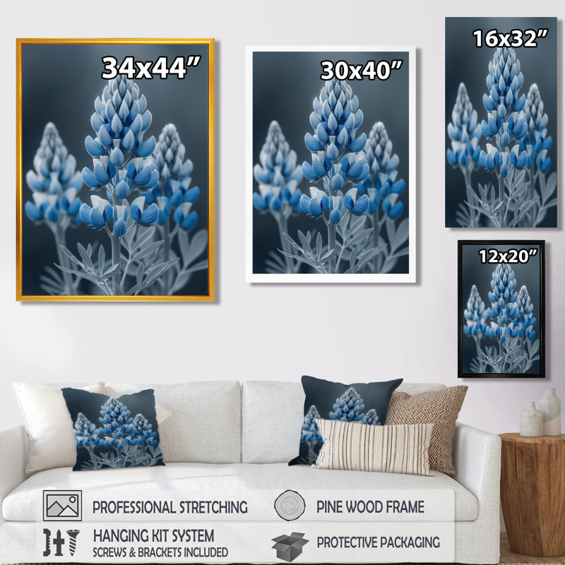 Bleu, bleu, bleu, Bonnets, beauté, bleu, bonnets, art mural, salon, H 20 po x l 12 po x P 1 po, Toile tendue