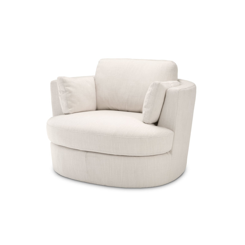 Clarissa Swivel Club Chair, Avalon White Polyester Blend