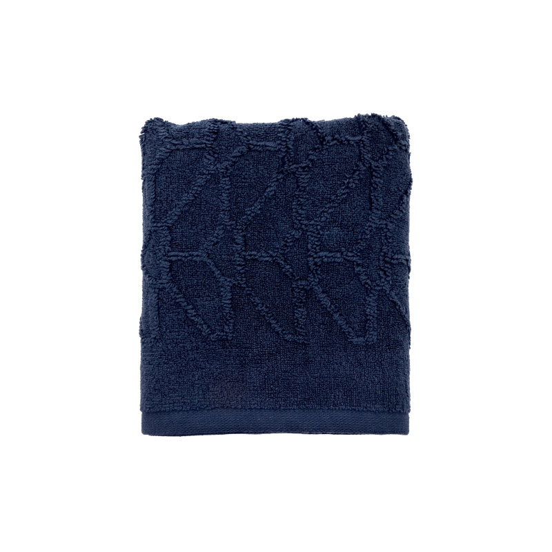 Aarmaan Plush Jacquard Hand Towel, Navy