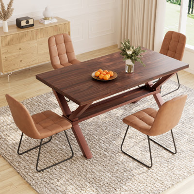 Ensemble de salle à manger de cuisine, table de salle à manger de 63 po avec chaises rembourrées de 32,8 po (table 4 chaises)