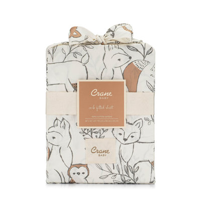 Ezra Greenguard Gold Certified Animals Floral Cotton and Satin - Piece Standard Crib Fitted Sheet