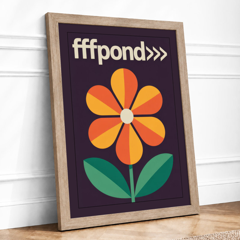Geometric Flower Study Mid-Century - Framed Print, A1 - 84.1 x 59.4 cm, Oak