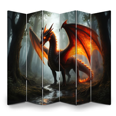 Paravent pliant Royal Majestic Fire Breathing Dragon Forest