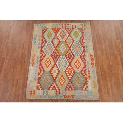 Tapis réversible en laine coloré 5 x 7 Kilim