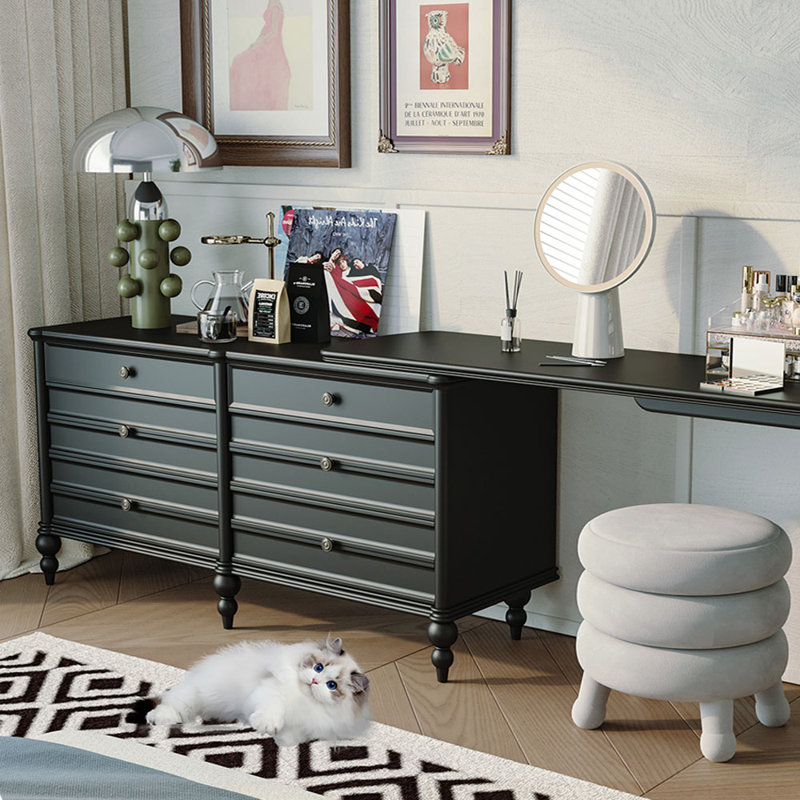 Table de maquillage extensible de style français, Noir, noir, noir, noir
