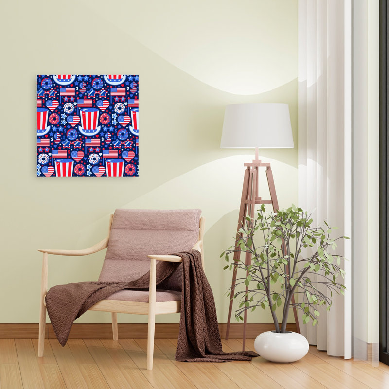 Patriotic Celebration Pattern Abstract Contemporary Landscape Nature Wall Art Print 1 Piece Wrapped Canvas Wall Art
