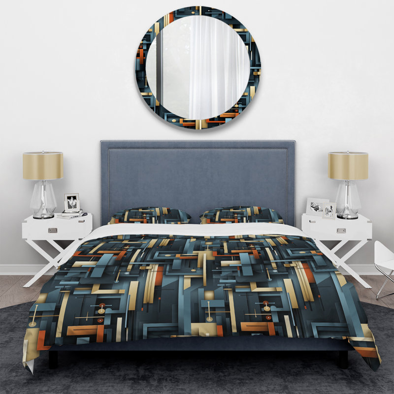 Ensemble de housse de couette en microfibre sarcelle / or Teal, Housse de couette pour très grand lit et 2 très