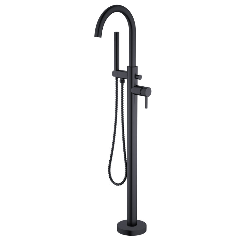 Garniture de robinet de baignoire autoportante à poignée simple avec douchette