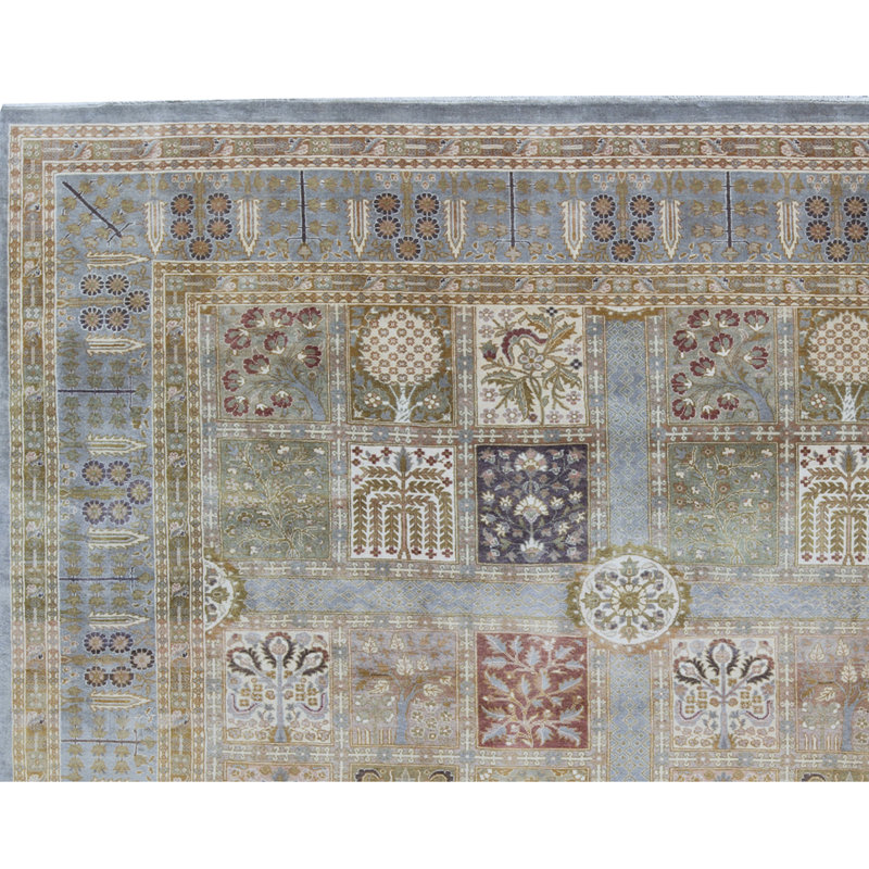 Wool Oriental Area Rug in Light Blue/Beige/Olive