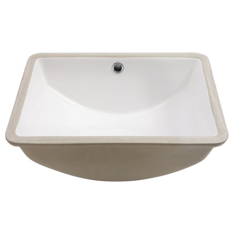 Lavabo de salle de bain rectangulaire encastré en céramique blanc moderne avec trop-plein - 18,5 po x 14 po, élégant pour la maison et le bureau 18,5 po x 14 po, encastré, moderne, divers espaces