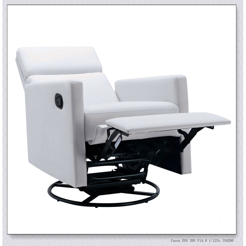 Modern Upholstered Rocker Nursery Chair Plush Seating Glider Swivel Recliner Chair, Beige