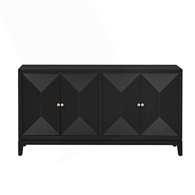 Buffet élégant avec rangement à lignes verticales, Noir