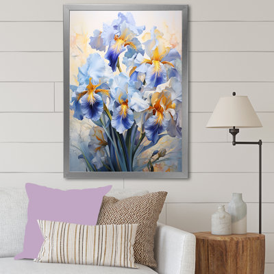 «Blue and Yellow Minimalisme Irises», reproduction d'art sur toile
