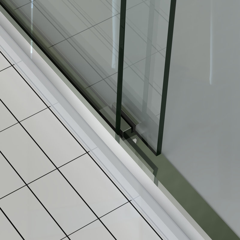 60" Wide And 70" High Aluminum Frame Bypass Bathroom Sliding Door With Double Handle As Towel Rail, - Crash Angle, Mute Rollers, Easy To Install 56 Adjustable Width 8mm & Tempered Glass, Stainless