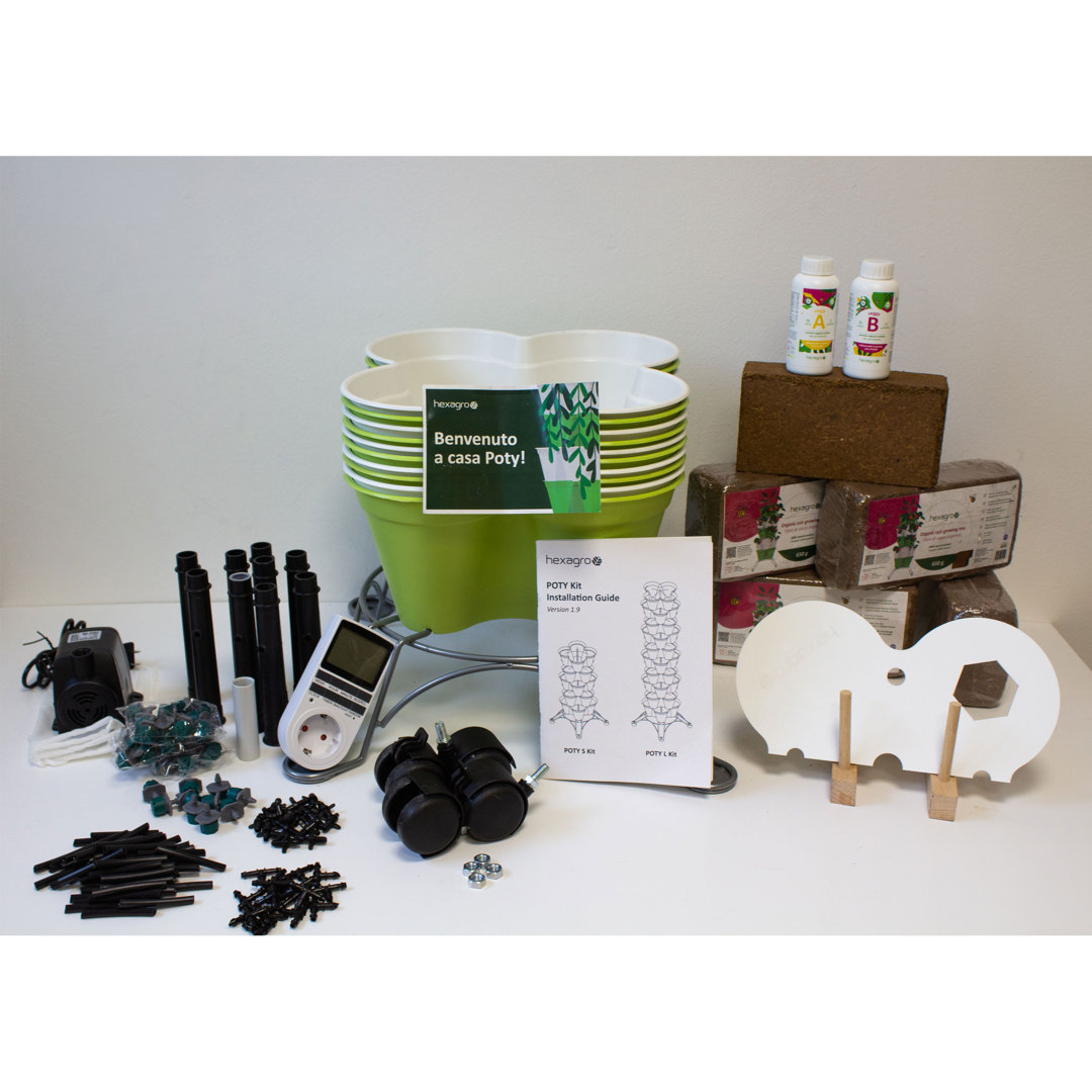 Ebern Designs Pflanzkübel-Bundle Poty L Starter Kit, hydroponisches Set mit Bewässerungssystem und Zubehör