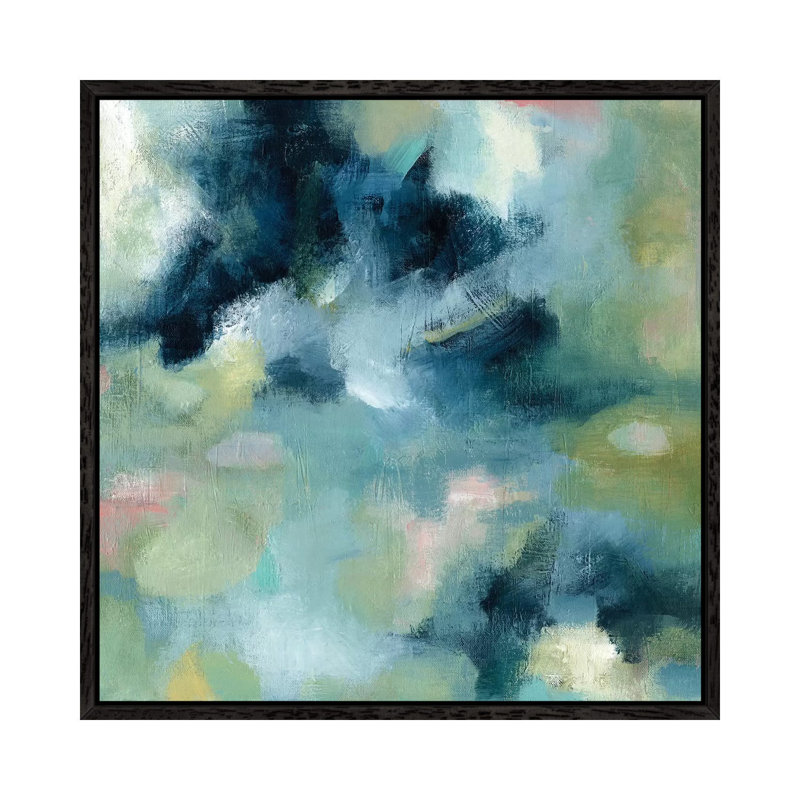 Water Garden 1 Piece Painting on Canvas, 45.72 cm H x 45.72 cm W, Black Framed Canvas