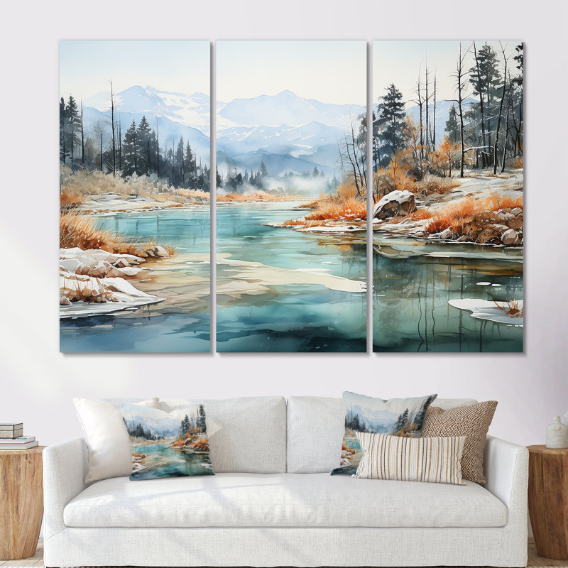 Minimal Geyser In Island I - ensemble d'art mural sur toile Geyser, Toile tendue, H 40 po x l 60 po x P 1 po