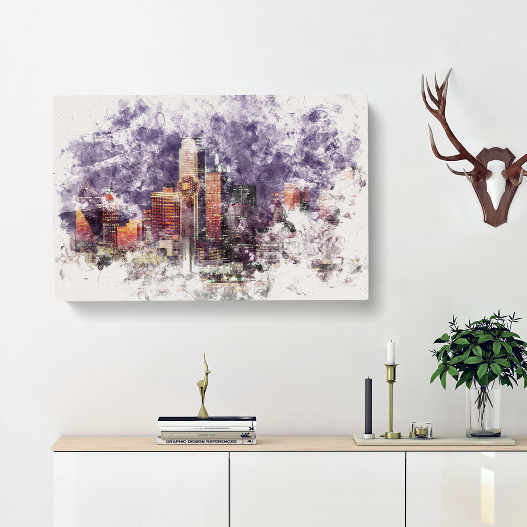 Dallas Texas Skyline At Dusk - Wrapped Canvas
