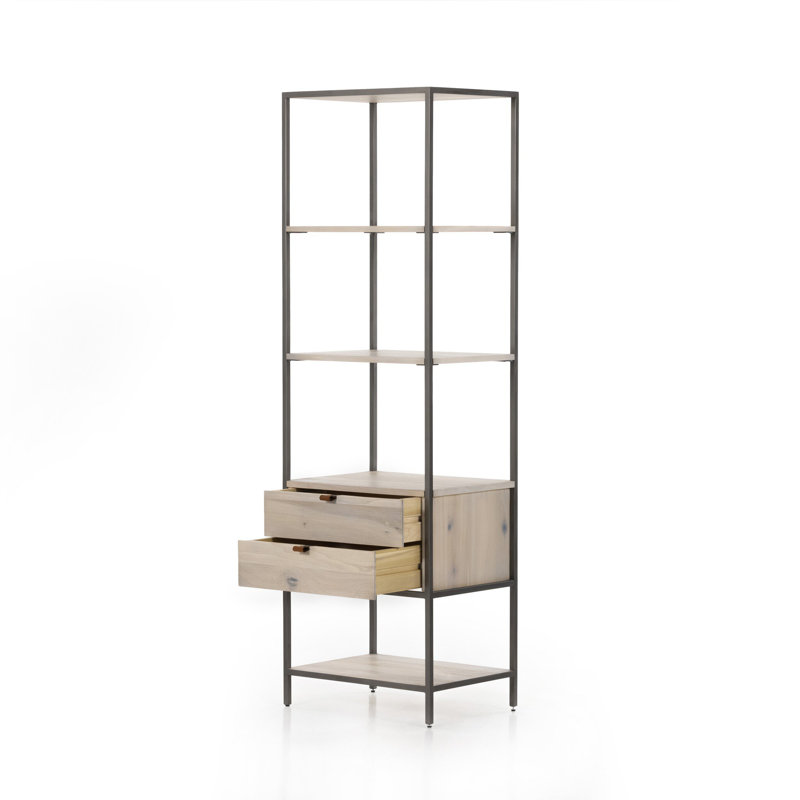 Trey Aasmin Bookshelf - Black Wash Poplar, Dove Poplar