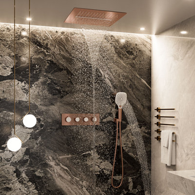 Thermostatic Complete Rainfall Shower System with Rough in-Valve