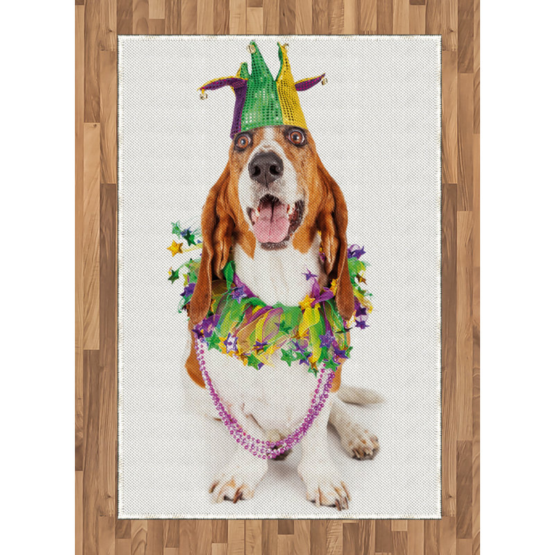 Mardi Gras High Density Long Fiber Poly Threads Decorative Area Rug Carpet, Rectangle 4' x 5'8"