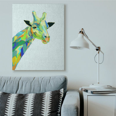 «Giraffe Abstract Shapes Blue Green Animal Design» par Ziwei Li - impression d'art graphique