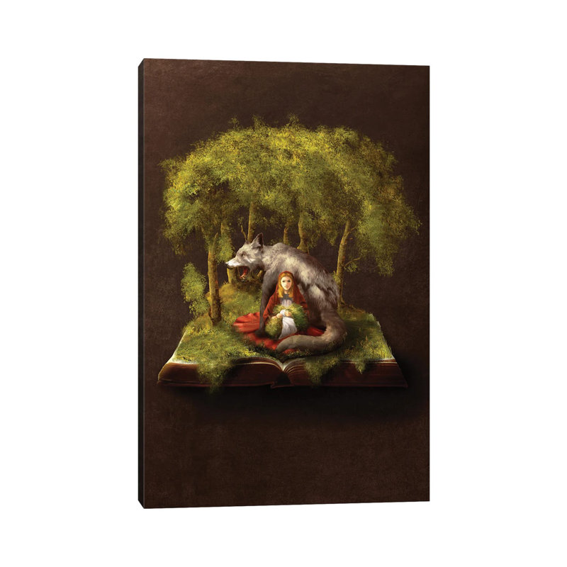 La fille et le loup par Diogo Verissimo - reproduction, H 40 po x l 26 po x P 1,5 po