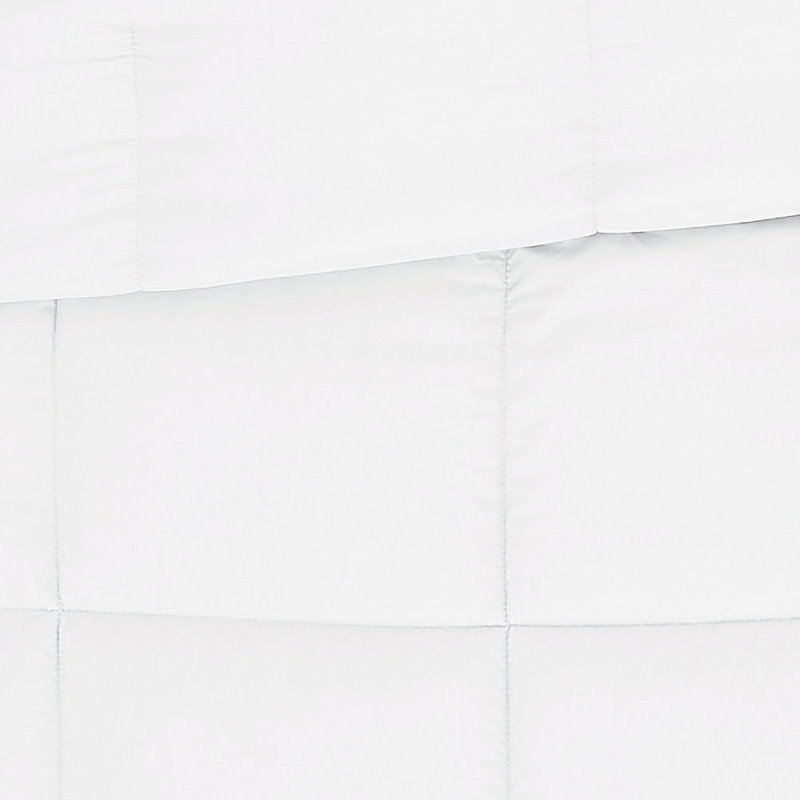 Ensemble d'édredon uni vraiment délavé, Édredon simple extra long + 1 taie décorative st, Blanc / Blanc